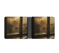 Rrtsmsgh Rain Hits The Window Wallet for Men & Women Ultra Slim PU Leather Bifold Wallet, Credit Card Holder for Travel