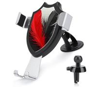Rrtsmsgh Red and Black Feather Car Phone Holder, Universal Adjustable Auto Phone Holder - Strong Suction Cup, Air Vent Cellphone Stand Car Mount for 4-6 Inch Phones
