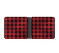 Rrtsmsgh Red Black Buffalo Check Plaid Pattern Wallet for Men & Women Ultra Slim PU Leather Bifold Wallet, Credit Card Holder for Travel