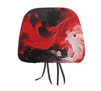 Rrtsmsgh Red Black White Abstract Car Headrest Covers Universal 11 X 10.6 Inch - Soft Elastic Head Rest Cover, 2 Pack Car Headrest Protector for Women Men