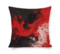 Rrtsmsgh Red Black White Abstract Pillow Cover, Double Sided Cotton Linen Pillow Covers - Hidden Zipper Closure, Breathable Throw Pillowcase for Sofa, Bed, Couch Decor, 18"x18"