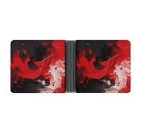 Rrtsmsgh Red Black White Abstract Wallet for Men & Women Ultra Slim PU Leather Bifold Wallet, Credit Card Holder for Travel
