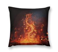 Rrtsmsgh Red Flame Music Note Pillow Covers, Square Throw Pillow Case with Hidden Zipper, Soft Double-Sided Decorative Pillowcases for Couch Sofa Bedroom Car, 18 "x18