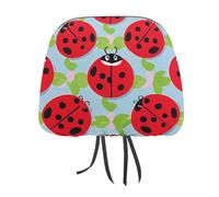 Rrtsmsgh Red Ladybug Pattern Car Headrest Covers Universal 11 X 10.6 Inch - Soft Elastic Head Rest Cover, 2 Pack Car Headrest Protector for Women Men