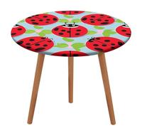 Rrtsmsgh Red Ladybug Pattern Tablecloth, Round Fitted Tablecloth with Elastic Edge, Waterproof Table Cover for Kitchen, Restaurant, Party, Patio, 120cm