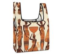 Rrtsmsgh Reusable Grocery Bags Large Foldable Tote Bag Fits in Pocket Heavy Duty 40LBS, Waterproof African Tribal Woman Shopping Bags Cloth Gift Bag for Travel, Beach & Camping