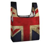 Rrtsmsgh Reusable Grocery Bags Large Foldable Tote Bag Fits in Pocket Heavy Duty 40LBS, Waterproof British Flag Shopping Bags Cloth Gift Bag for Travel, Beach & Camping