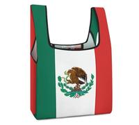 Rrtsmsgh Reusable Grocery Bags Large Foldable Tote Bag Fits in Pocket Heavy Duty 40LBS, Waterproof Flag Of Mexico Shopping Bags Cloth Gift Bag for Travel, Beach & Camping