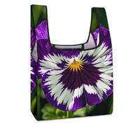 Rrtsmsgh Reusable Grocery Bags Large Foldable Tote Bag Fits in Pocket Heavy Duty 40LBS, Waterproof Pansy Perfection Shopping Bags Cloth Gift Bag for Travel, Beach & Camping