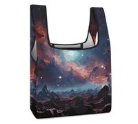 Rrtsmsgh Reusable Grocery Bags Large Foldable Tote Bag Fits in Pocket Heavy Duty 40LBS, Waterproof Space with Cluster Shopping Bags Cloth Gift Bag for Travel, Beach & Camping
