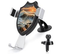 Rrtsmsgh Rocky Wave Sunset Painting Car Phone Holder, Universal Adjustable Auto Phone Holder - Strong Suction Cup, Air Vent Cellphone Stand Car Mount for 4-6 Inch Phones