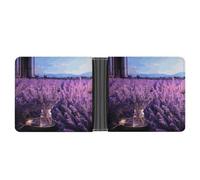 Rrtsmsgh Romantic Lavender Wallet for Men & Women Ultra Slim PU Leather Bifold Wallet, Credit Card Holder for Travel