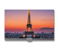 Rrtsmsgh Romantic Paris Eiffel Business Card Holder, Ultra Slim Aluminum Business Card Case, Portable Sleek Metal Wallet for Men & Women