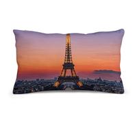 Rrtsmsgh Romantic Paris Eiffel Pillow Cover, Rectangle Throw Pillowcase with Hidden Zipper, Soft Plush Pillow Case for Sofa Bed, Living Room Decor, 8"x12"