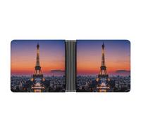 Rrtsmsgh Romantic Paris Eiffel Wallet for Men & Women Ultra Slim PU Leather Bifold Wallet, Credit Card Holder for Travel