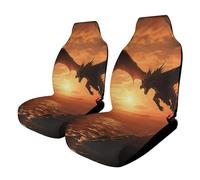 Rrtsmsgh Sea Sunset Flying Dragon Car Seat Cover Front Seats Protector - Universal Fit, Non-Slip & Stretch 2PCS Automotive Seat Covers for Sedans, SUVs, Trucks
