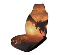 Rrtsmsgh Sea Sunset Flying Dragon Car Seat Cover Front Seats Protector - Universal Fit, Non-Slip & Stretch 1PCS Automotive Seat Covers for Sedans, SUVs, Trucks