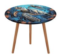Rrtsmsgh Sea Turtle Boho Style Tablecloth, Round Fitted Tablecloth with Elastic Edge, Waterproof Table Cover for Kitchen, Restaurant, Party, Patio, 120cm