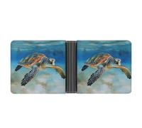 Rrtsmsgh Sea Turtle Wallet for Men & Women Ultra Slim PU Leather Bifold Wallet, Credit Card Holder for Travel