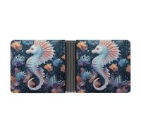 Rrtsmsgh Seahorse And Starfish Wallet for Men & Women Ultra Slim PU Leather Bifold Wallet, Credit Card Holder for Travel