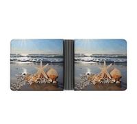 Rrtsmsgh Seashells on The Beach Wallet for Men & Women Ultra Slim PU Leather Bifold Wallet, Credit Card Holder for Travel