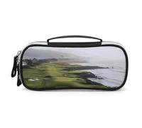 Rrtsmsgh Seaside Golf Course Pencil Case Large Capacity, Small PU Leather Makeup Bag with Zipper & Handle, Portable Pencil Pouch for Office, Cosmetic Storage