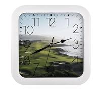 Rrtsmsgh Seaside Golf Course Wall Clock, 10.2 Inch Square Modern Wall Clock - Battery Operated, Silent Non-Ticking Clocks for Living Room, Bedroom, Office Decor