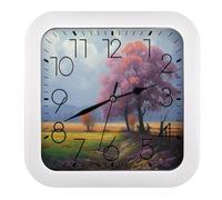 Rrtsmsgh Season Landscape Wall Clock, 10.2 Inch Square Modern Wall Clock - Battery Operated, Silent Non-Ticking Clocks for Living Room, Bedroom, Office Decor