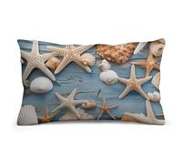 Rrtsmsgh Shell Starfish Pattern Pillow Cover, Rectangle Throw Pillowcase with Hidden Zipper, Soft Plush Pillow Case for Sofa Bed, Living Room Decor, 8"x12"