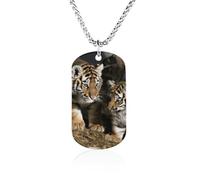 Rrtsmsgh Siberian Tiger Necklace Titanium Steel Rectangle Pendants, Chain Necklace Jewelry Gift for Men Women