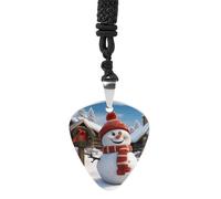 Rrtsmsgh Sign Snowman Guitar Pick Necklace for Men & Women, Titanium Steel Guitar Plectrum Pendant, Music Lover Gift for Guitarists, Musicians, Rock Fans