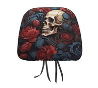 Rrtsmsgh Skull Image Poster Car Headrest Covers Universal 11 X 10.6 Inch - Soft Elastic Head Rest Cover, 2 Pack Car Headrest Protector for Women Men