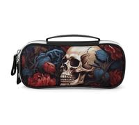 Rrtsmsgh Skull Image Poster Pencil Case Large Capacity, Small PU Leather Makeup Bag with Zipper & Handle, Portable Pencil Pouch for Office, Cosmetic Storage