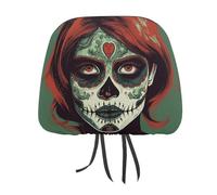 Rrtsmsgh Skull Makeup Car Headrest Covers Universal 11 X 10.6 Inch - Soft Elastic Head Rest Cover, 2 Pack Car Headrest Protector for Women Men