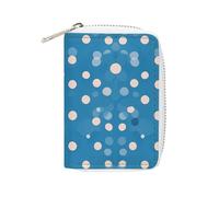 Rrtsmsgh Slim Credit Card Holder for Men & Women - 20 Card Slots & 2 Coin Pockets, Blue Polka Dot Pattern Cards Case PU Leather Wallet with Zipper for Travel