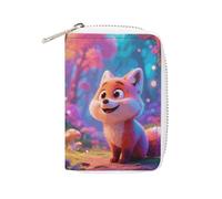 Rrtsmsgh Slim Credit Card Holder for Men & Women - 20 Card Slots & 2 Coin Pockets, Cartoon Fox Cards Case PU Leather Wallet with Zipper for Travel