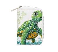 Rrtsmsgh Slim Credit Card Holder for Men & Women - 20 Card Slots & 2 Coin Pockets, Cartoon Turtle Pattern Cards Case PU Leather Wallet with Zipper for Travel