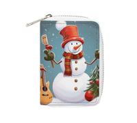 Rrtsmsgh Slim Credit Card Holder for Men & Women - 20 Card Slots & 2 Coin Pockets, Christmas Snowman Cards Case PU Leather Wallet with Zipper for Travel