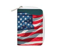 Rrtsmsgh Slim Credit Card Holder for Men & Women - 20 Card Slots & 2 Coin Pockets, Flag Cards Case PU Leather Wallet with Zipper for Travel