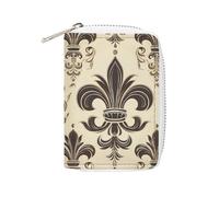 Rrtsmsgh Slim Credit Card Holder for Men & Women - 20 Card Slots & 2 Coin Pockets, Fleur-de-Lis And Coat Arms Knight Cards Case PU Leather Wallet with Zipper for Travel