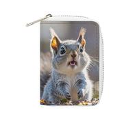 Rrtsmsgh Slim Credit Card Holder for Men & Women - 20 Card Slots & 2 Coin Pockets, Funny Cute Squirrel Cards Case PU Leather Wallet with Zipper for Travel