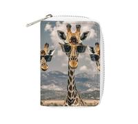 Rrtsmsgh Slim Credit Card Holder for Men & Women - 20 Card Slots & 2 Coin Pockets, Giraffes Wearing Sunglasses Cards Case PU Leather Wallet with Zipper for Travel