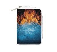 Rrtsmsgh Slim Credit Card Holder for Men & Women - 20 Card Slots & 2 Coin Pockets, Ice Fire Cards Case PU Leather Wallet with Zipper for Travel