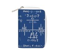 Rrtsmsgh Slim Credit Card Holder for Men & Women - 20 Card Slots & 2 Coin Pockets, Math Formula Cards Case PU Leather Wallet with Zipper for Travel