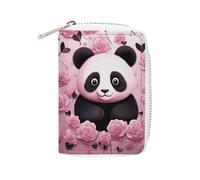 Rrtsmsgh Slim Credit Card Holder for Men & Women - 20 Card Slots & 2 Coin Pockets, Panda Pattern Cards Case PU Leather Wallet with Zipper for Travel