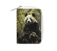 Rrtsmsgh Slim Credit Card Holder for Men & Women - 20 Card Slots & 2 Coin Pockets, Panda Tree Cards Case PU Leather Wallet with Zipper for Travel