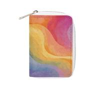 Rrtsmsgh Slim Credit Card Holder for Men & Women - 20 Card Slots & 2 Coin Pockets, Rainbow Cards Case PU Leather Wallet with Zipper for Travel
