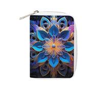 Rrtsmsgh Slim Credit Card Holder for Men & Women - 20 Card Slots & 2 Coin Pockets, Rectangle Mandala Cards Case PU Leather Wallet with Zipper for Travel