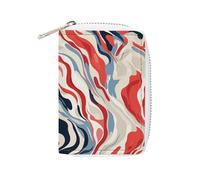 Rrtsmsgh Slim Credit Card Holder for Men & Women - 20 Card Slots & 2 Coin Pockets, Red And White Cards Case PU Leather Wallet with Zipper for Travel