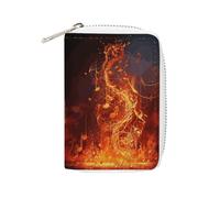 Rrtsmsgh Slim Credit Card Holder for Men & Women - 20 Card Slots & 2 Coin Pockets, Red Flame Music Note Cards Case PU Leather Wallet with Zipper for Travel